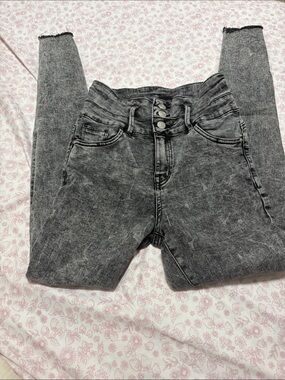 refuge High-Rise Black Acid-Wash Jeans